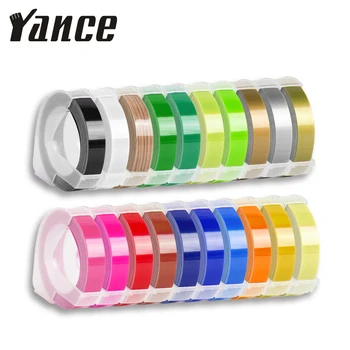 Yance 3pcs alb 6MM 9MM 12MM Relief 3D Banda pentru Embosare Dymo Label Maker PVC etichete Dymo Banda pentru Motex E101