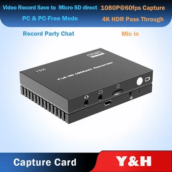 Y&H HDMI Captura Video 4K HDR Independent de Înregistrare Video pentru Card Micro SD,Record Party Chat & Microfon, Fără PC, Screenshot ezcap274