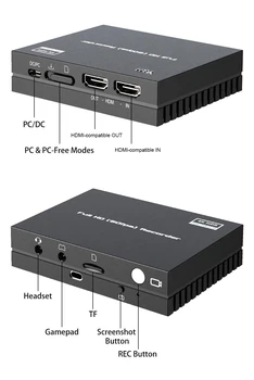 Y&H HDMI Captura Video 4K HDR Independent de Înregistrare Video pentru Card Micro SD,Record Party Chat & Microfon, Fără PC, Screenshot ezcap274