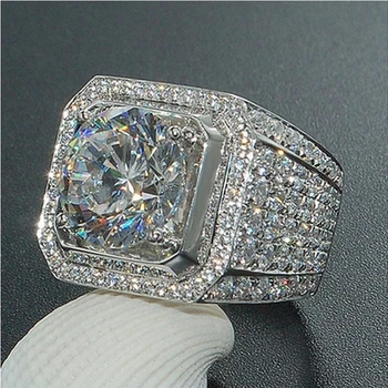 Yanleyu Spumante Plin de Cristal de Zirconiu CZ Inele de Nuntă pentru Bărbați Solid Argint 925 Inel de Logodna Bijuterii Vintage PR112