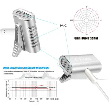 Yanmai Profesionale Lavaliera, Microfon Omnidirectional cu Condensator Microfon Clip-on Rever Microfoane Pentru Calculator Camera Recorder