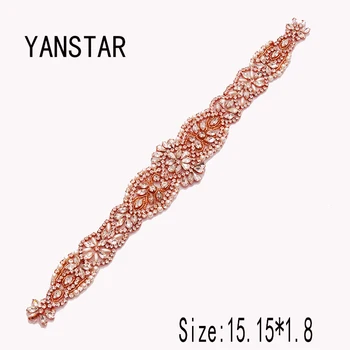 YANSTAR(10BUC) en-Gros Coase de Mână Stras Aplicatii de Mireasa Eșarfă de Argint a Crescut de Aur de Cristal Pentru Nunta Crescut Centura YS979