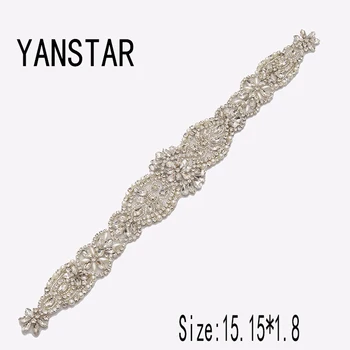 YANSTAR(10BUC) en-Gros Coase de Mână Stras Aplicatii de Mireasa Eșarfă de Argint a Crescut de Aur de Cristal Pentru Nunta Crescut Centura YS979