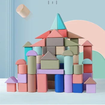 Yantjouet Construi Blocuri de Lemn Macron Culoare 24buc 74pcs Mini Castel Construirea de Blocuri de Caramida de Forma Jucării Educative Pentru Copii de Cadou