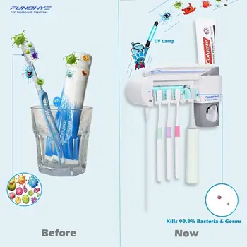 YCOO UV Periuta de dinti Sterilizator Titularul Electric Montat pe Perete Periuta de dinti gel Dezinfectant cu Automate Dozator de Pasta de dinti
