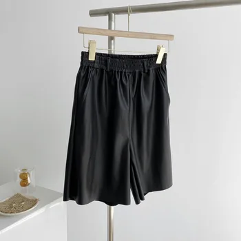 Yeeloca Toamna din Piele PU pantaloni Scurți Femei Casual cu Talie Înaltă Slăbire Pantaloni Trunchiate coreean Îmbrăcăminte Vrac Direct pantaloni Scurți
