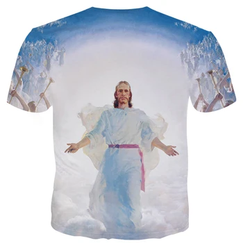 YFFUSHI Bărbați T-Shirt Festivalul de Moda de Paste de sex Masculin tricou Patchworked Isus 3D de Imprimare Topuri Înger de Imprimare Bărbați Teuri Streetwear