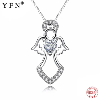 YFN Real Argint 925 Colier de Cristal Cubic Zirconia Înger Gol Afară Pandantive Coliere Moda Bijuterii Cadouri Pentru Femei