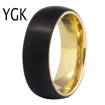 YGK Bijuterii de Nunta Negru Mat de Aur de Suprafață din Interiorul Moda Tungsten Inele pentru Bărbați Mirele Nuntă, Logodnă, Aniversare Inel