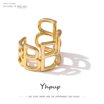 Yhpup Creatoare de Moda de Brand lit. B din Oțel Inoxidabil Deschidere Inel 2021 pentru Femei Farmec de Metal de Aur Degetul Farmec Ring Bijuterii