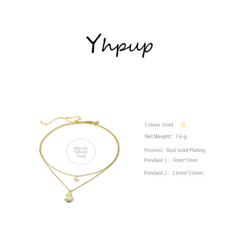 Yhpup Declarație Nou Design Pandantiv Perle de apă Dulce Colier pentru Femei de Culoare de Aur de Metal Geometrice Multi-strat Cravată Colier