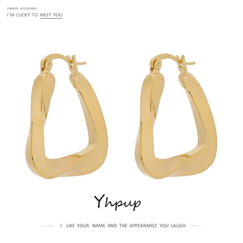 Yhpup Minimalist Geometrice Gol Hoop Cercei pentru Femei de Culoare de Aur de Cupru Moda Bijuterii de Metal Răsucite Cercei Birou Cadou