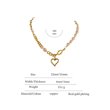 Yhpup Moda Naturale Pearl Colier Pandantiv Inima de Aur Metal Zinc din Aliaj de Bijuterii ожерелье Elegant Lanț Cravată Colier Cadou
