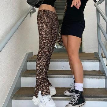 YICIYA 2020 Moda Joggeri Y2K ' 90 Split Partea de Imprimare Leopard Pantaloni Skinny Doamnelor Ghepard Înaltă Talie Pantaloni Capries Streetwear