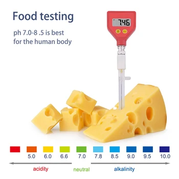 Yieryi Alimente Tester Ph Ph-metrului Digital Ascuțite Electrod de Sticlă pentru Apă, Lapte, Brânză Alimente Sol