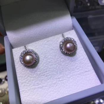 YIKALAISI Argint 925 Bijuterii Cercei cu Perle 2020 Naturale Fine bijuterii Perla 7-8mm Cercei stud Pentru Femei en-gros