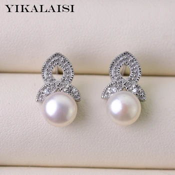YIKALAISI argint 925 naturale de apă dulce pearl cercei bijuterii pentru femei de 7-8mm dimensiune perla 6 culoare