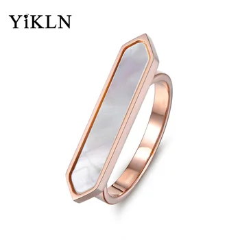 YiKLN Unice A Crescut De Aur Aniversare Inele Pentru Femei Săgeată De Design Din Oțel Inoxidabil Alb Shell Inel De Partid Cadouri De Craciun R17031