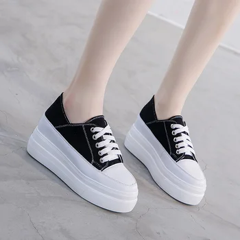 Yiluan Brand Adidasi Platforma Unică Pantofi femei Toamna anului 2019 galben Pantofi Casual Panza Crește Student Mici dimensiuni 32 33 34 40