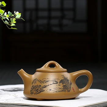 Yixing ceainic ceainic filtru de frumusețile handmade Autentic peisaj piatra Lingura Buna Calitate 200ML Chineză Yixing Teaware Ceainice