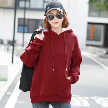 Ymwmhu Moda Toamna Femei Hoodies Supradimensionate Subțire de Primăvară Pierde Jachete pentru Femei Solide Elegant Hoody Stil coreean Hoodie