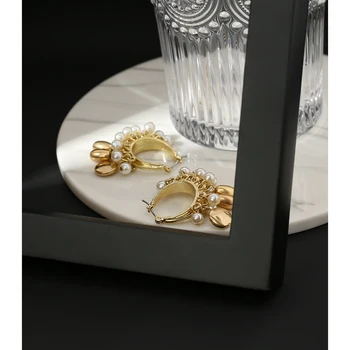 YMYW Elegant Design Unic Simulat Perle Picătură Cercei Vintage Vechi Nisip de Aur de Metal Cercei pentru Femei Boucle D'Oreille Femme