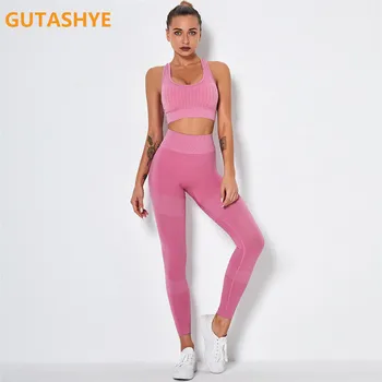 Yoga Set de Fitness Îmbrăcăminte Sport de Talie Mare pentru Femei Sport Colanti Dresuri Căptușit cu Push-up Sutien de Sport Sport Seturi