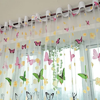 YokiSTG Fluture Colorat Tul pe Windows Voile Pur Perdele pentru Living Bucatarie Dormitor Fereastra de Screening Draperii