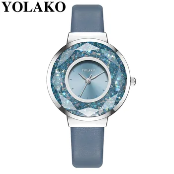 YOLAKO Femei Brand din Piele Mișcare Ceas cu Diamante de Lux Doamnelor Cuarț Stras Ceasuri Ceas Reloj Mujer Relogio Feminino