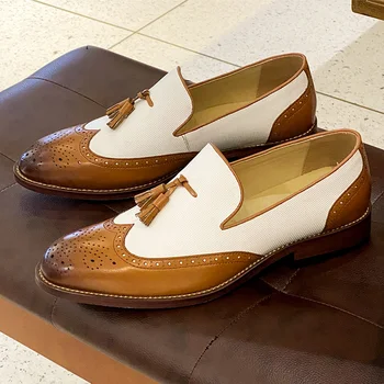 Yomior 2020 Nouă Epocă Barbati Pantofi Casual Rochie Formale Pană Mocasini Culori Amestecate Mocasini De Piele Ciucure Nunta Pantofi Brogue