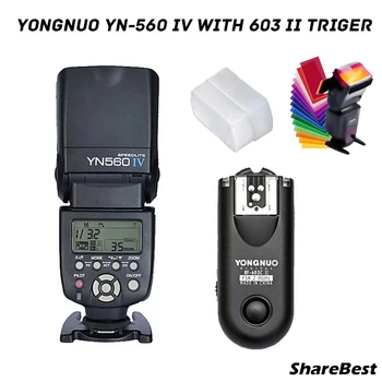YONGNUO YN560 IV 560IV 2.4 G Wireless Flash Speedlite cu RF603C II declansator pentru Canon 6D 7D 60D 70D 5D2 5D3 700D 650D 750D 5D IV
