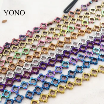 YONO 34pcs Diy 13x13mm Gol Trifoi Margele Piatra Naturala Hematit Margele Pentru Bratari bijuterii Componente de Luare de bijuterii