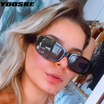 YOOSKE Brand Dreptunghi ochelari de Soare pentru Femei Piața de Moda Ochelari de Soare Vintage Negru Verde Ochelari de Vară în aer liber Stil UV400