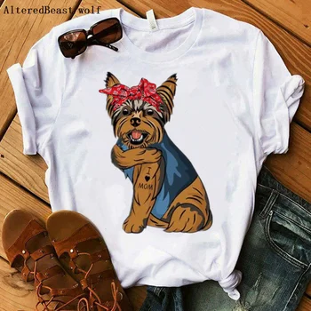 Yorkshire Terrier-mi Place Mama Tricou Femei Harajuku Imprimate Eșarfă Moda Topuri Tricou Maneci Scurte Mama T-shirt de petrecere a timpului Liber Feminin