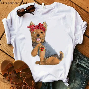 Yorkshire Terrier-mi Place Mama Tricou Femei Harajuku Imprimate Eșarfă Moda Topuri Tricou Maneci Scurte Mama T-shirt de petrecere a timpului Liber Feminin
