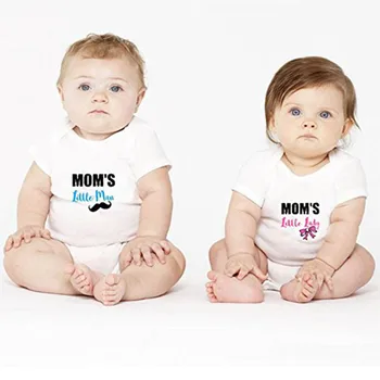 YSCULBUTOL Copii Costume Pentru Unisex Fete Baieti Maneca Scurta Alb Baby Twin Haine Mame Om Mic Mame Băiețel Bavete