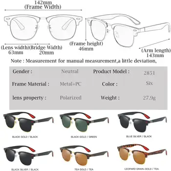 YSYX Clasic pentru Bărbați ochelari de Soare Polarizat Ochelari de Epocă Moda ochelari de Soare Brand UV400 Ochelari Femei lunetele de soleil 2851
