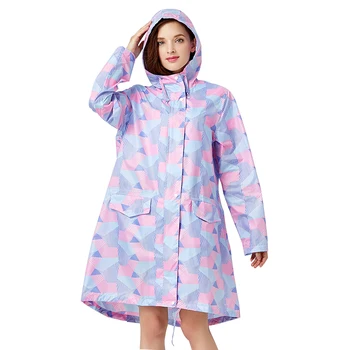 YUDING stil nou de înaltă calitate rezistent la apa de imprimare de moda pentru femei haina de ploaie fată tânără haina de ploaie cu glugă, cu fermoar în aer liber turism