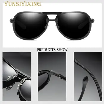YUNSIYIXING Polarizat ochelari de Soare pentru Bărbați Aluminiu Magneziu Brand de Ochelari de Soare de Acoperire Oglinda Vintage pentru Bărbați Ochelari de gafas de sol 6515