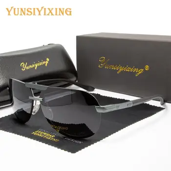 YUNSIYIXING Polarizat ochelari de Soare pentru Bărbați Aluminiu Magneziu Brand de Ochelari de Soare de Acoperire Oglinda Vintage pentru Bărbați Ochelari de gafas de sol 6515