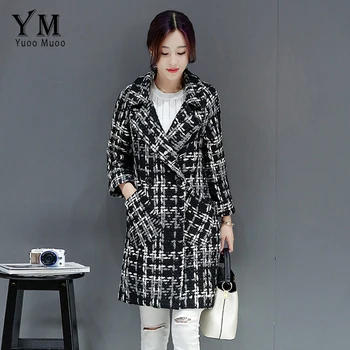YuooMuoo De Bună Calitate, Gros Haina De Iarna Femei 2019 Stil Coreean Lână Sacou Rândul Său, În Jos Guler Doamnelor Haina Plus Dimensiune Sacou Lână