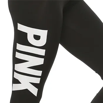 Yvlvol stretch skinny femei jambiere roz scrisoarea imprimate Pantaloni Casual Sport Fitness Jambiere
