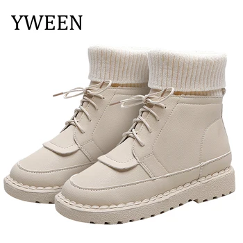 YWEEN 2020 Nouă Femei cizme de Toamna Primavara Glezna Cizme Pentru Femei Pantofi Casual Femei Mozaic Desene animate Papuceii Botas Muje