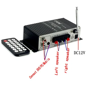 YWJJX Mini Bluetooth 2.0 Amplificator 2020 LP-A7 12V USB FM cu Telecomanda Mini Acasă Amplificator Amplificator Auto