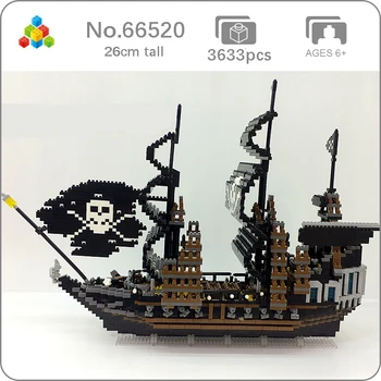 YZ 66520 Caraibe Pirate Black Pearl Nava Model 3D DIY 3633pcs Mici Mini Blocuri de Diamant Clădire de Cărămidă de Jucării pentru Copiii fără Cutie