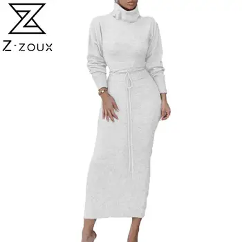 Z-ZOUX Femei Seturi de Femei Tricotate Fusta Set Stand de Guler Maneca Lunga Pulover Solid Set de Moda de Iarna pentru Femei Seturi de Îmbrăcăminte 2020 Nou