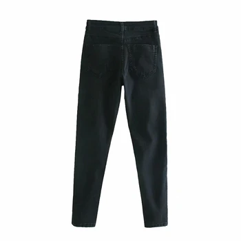 ZA 2020 nouă primăvară de toamnă jeansi Skinny, Pantaloni de bumbac pentru Femei Talie Mare Pantaloni Drepte culoare solidă pantaloni Casual, streetwear