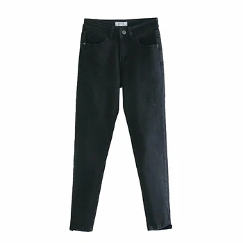 ZA 2020 nouă primăvară de toamnă jeansi Skinny, Pantaloni de bumbac pentru Femei Talie Mare Pantaloni Drepte culoare solidă pantaloni Casual, streetwear