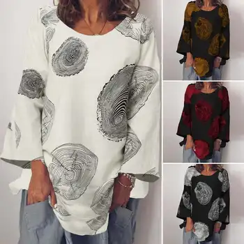 ZANZEA 2021 Moda Lenjerie de pat din Bumbac Bluza de Vara Tricou Femei Maneca Lunga Florale Blusas Femininas Topuri Halat Liber Camasa Tunica 5XL