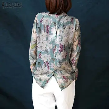 ZANZEA Femei Imprimate Jachete de Epocă Floral Sacouri 2021 Toamna cu Maneci Lungi Haine de sex Feminin Subțire Blazer Singur Buton Uza
